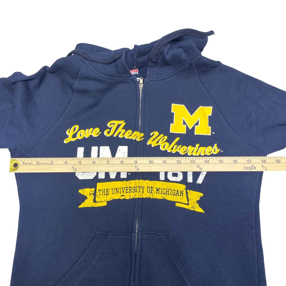Soffe Michigan Wolverines Hoodie Womens L Navy Blue Zip Up Graphic - Picture 4 of 9
